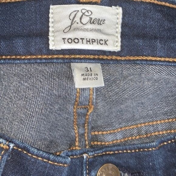 J. Crew Womens Toothpick Fit Dark Wash Jeans Size 31 Stretch Denim Cotton Blend - Picture 2 of 16